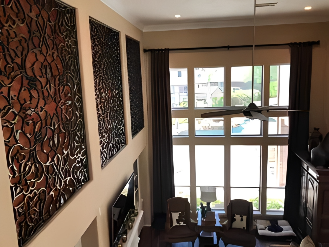 Spacious room overlooking outdoor pool
