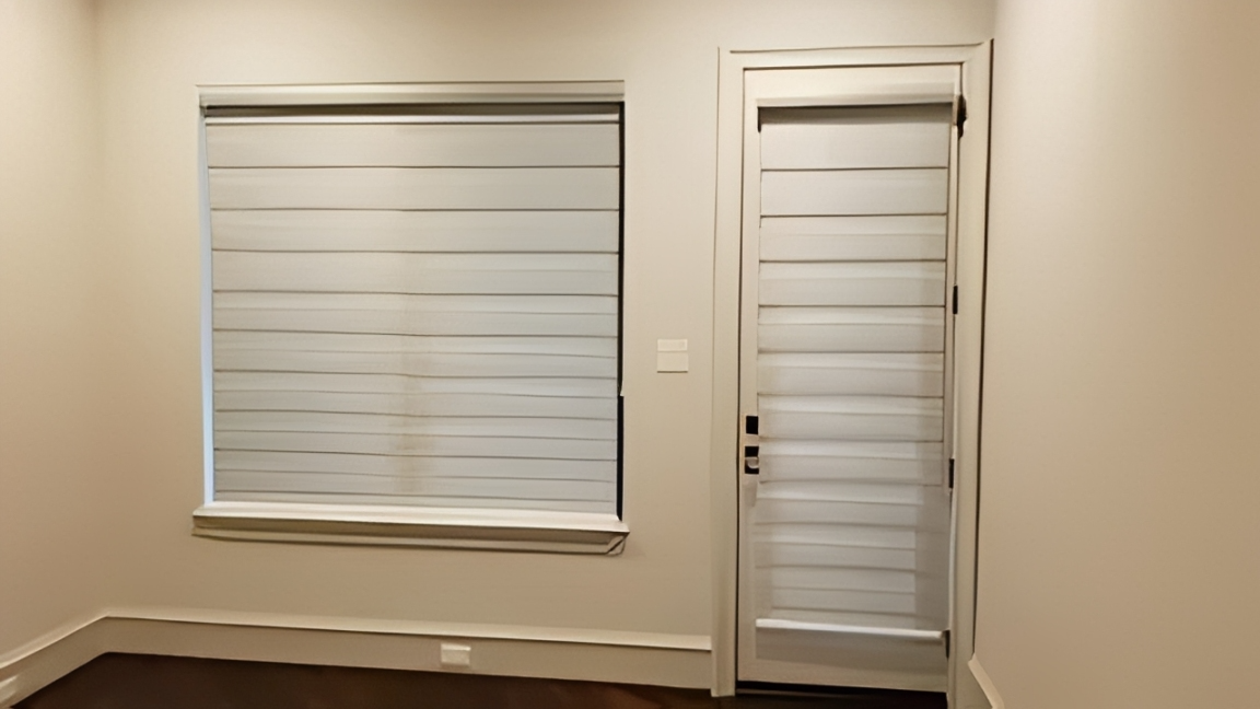 Minimalist room with closed blinds