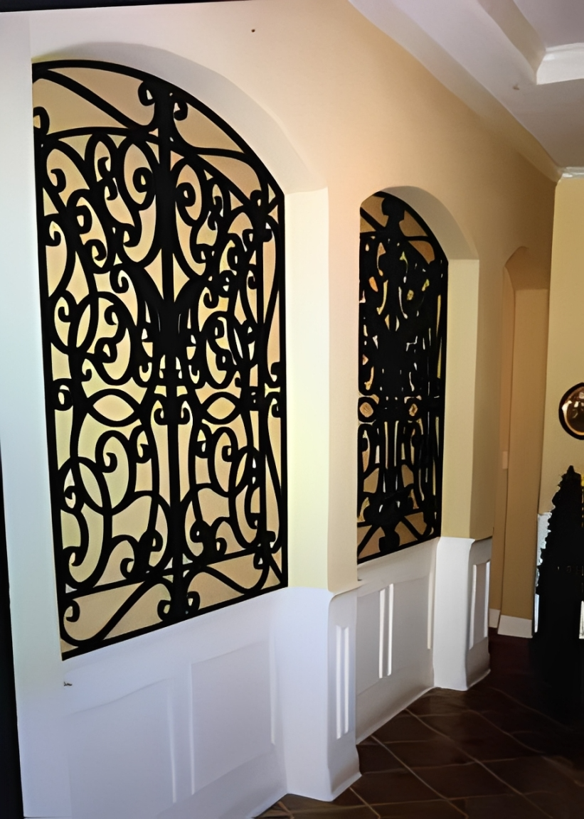 Ornate black metal wall art