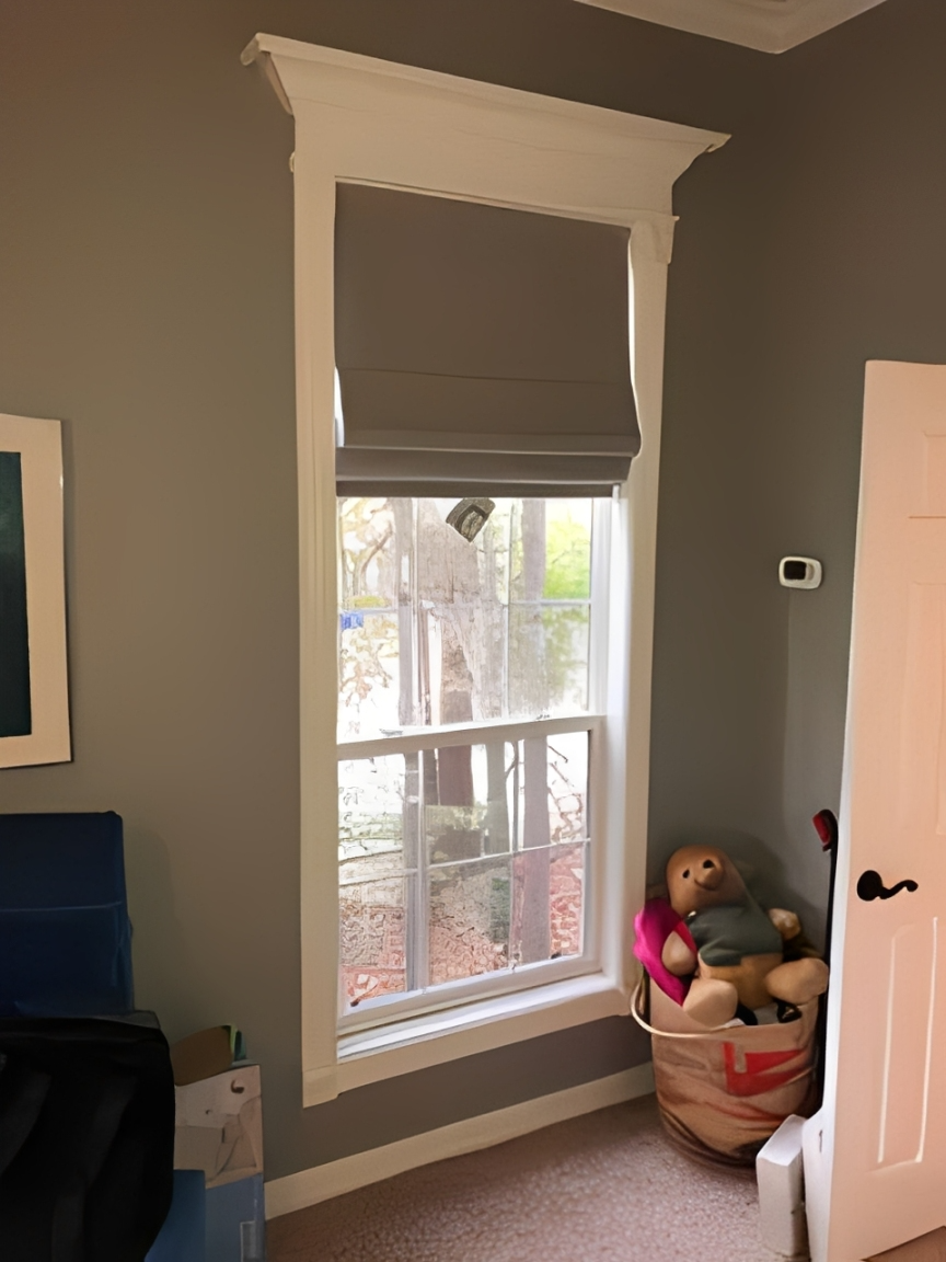 Room corner with window and basket