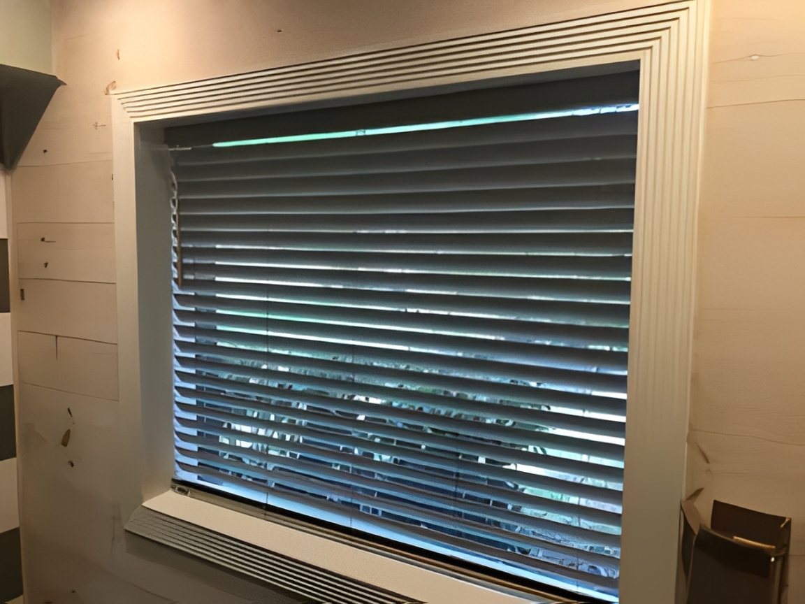 Horizontal blinds covering a window