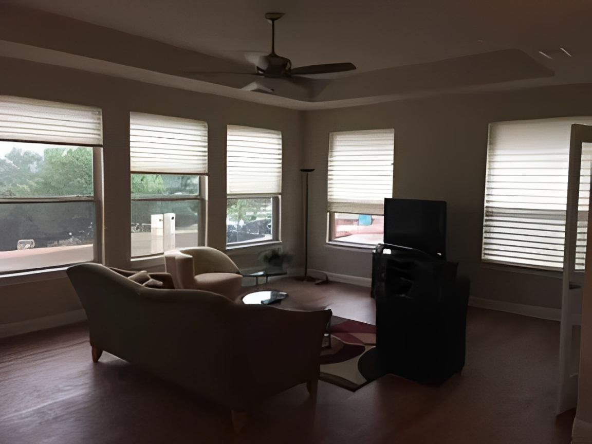 Living room with large windows
