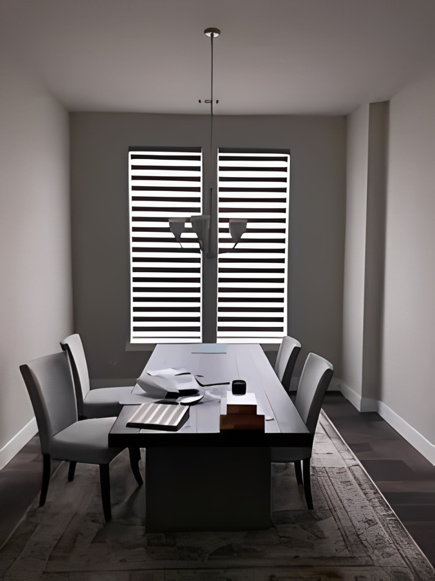 Minimalist dining area with sleek furniture