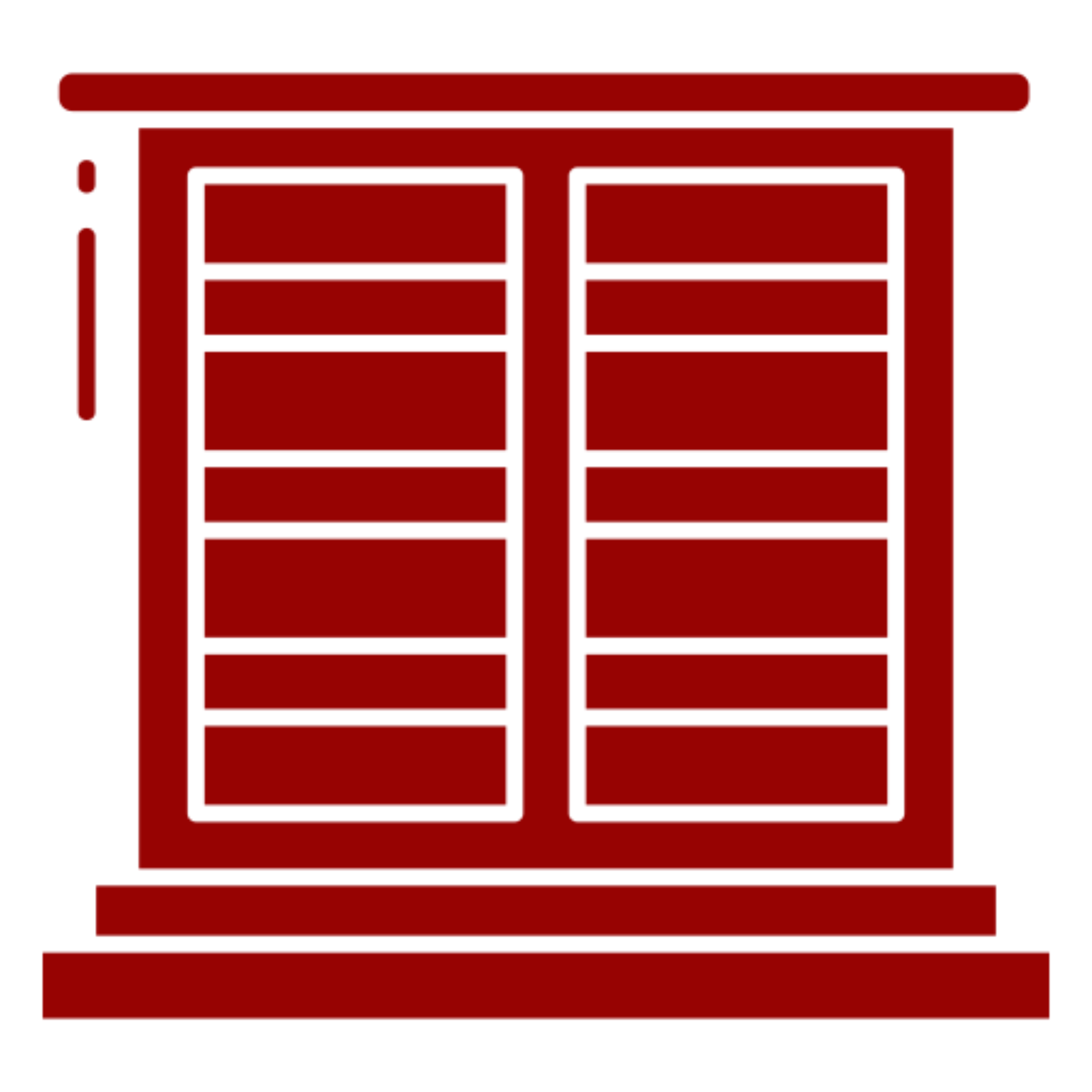 Red shelving unit graphic design.