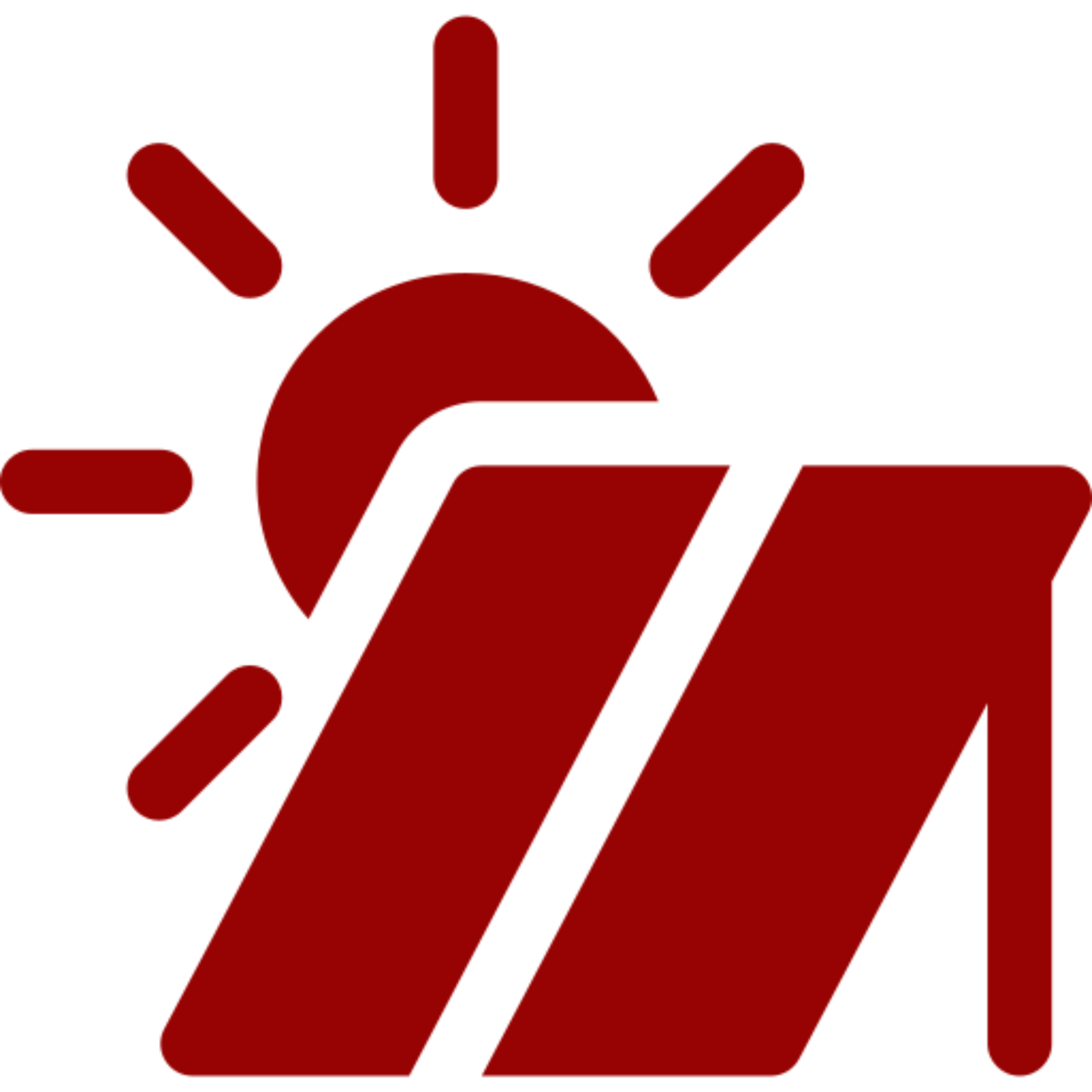 Red sun and roof icon