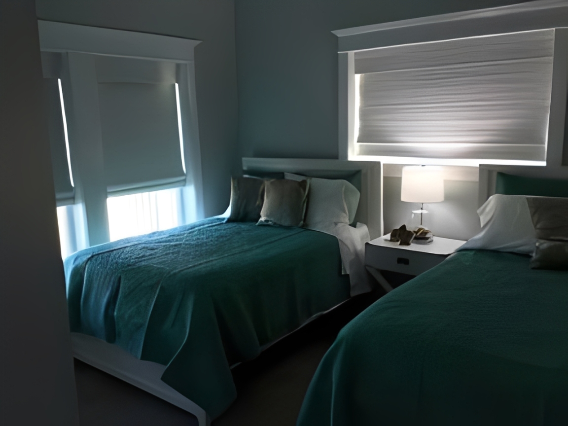 Cozy room with bedside lamp