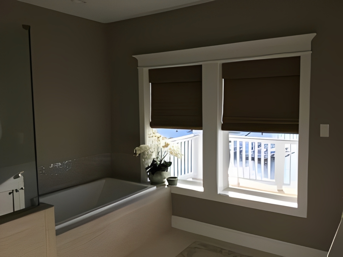 Minimalist bathroom with natural light