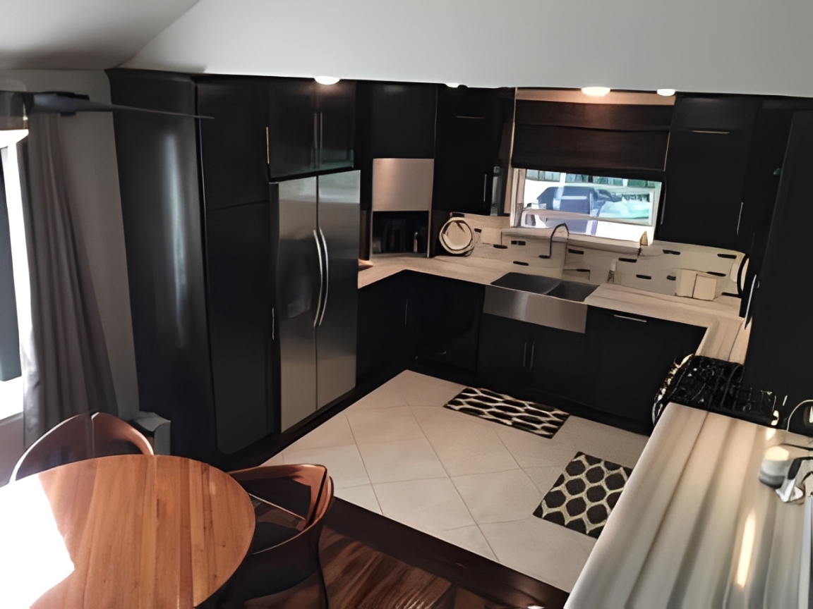 Modern kitchen with black cabinets