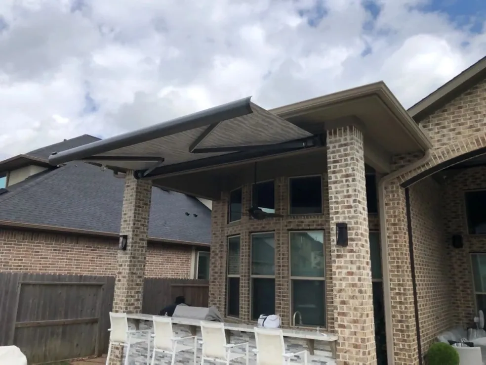 Outdoor seating under awning